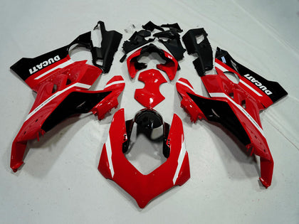 2020-2021 Ducati Panigale-V4 Red White Stripe Black V4S Fairing Kit