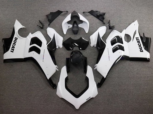 2020-2021 Glossy White Glossy Black Ducati Panigale V4 V4S Fairing Kit