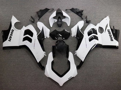 2020-2021 Ducati Panigale-V4 Glossy White Glossy Black V4S Fairing Kit