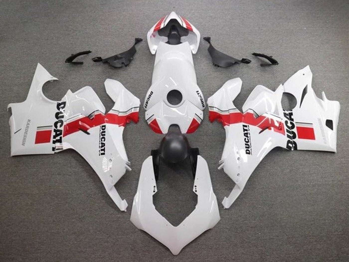 2020-2021 White Black Red Stripe Ducati Panigale V4 V4S Fairing Kit