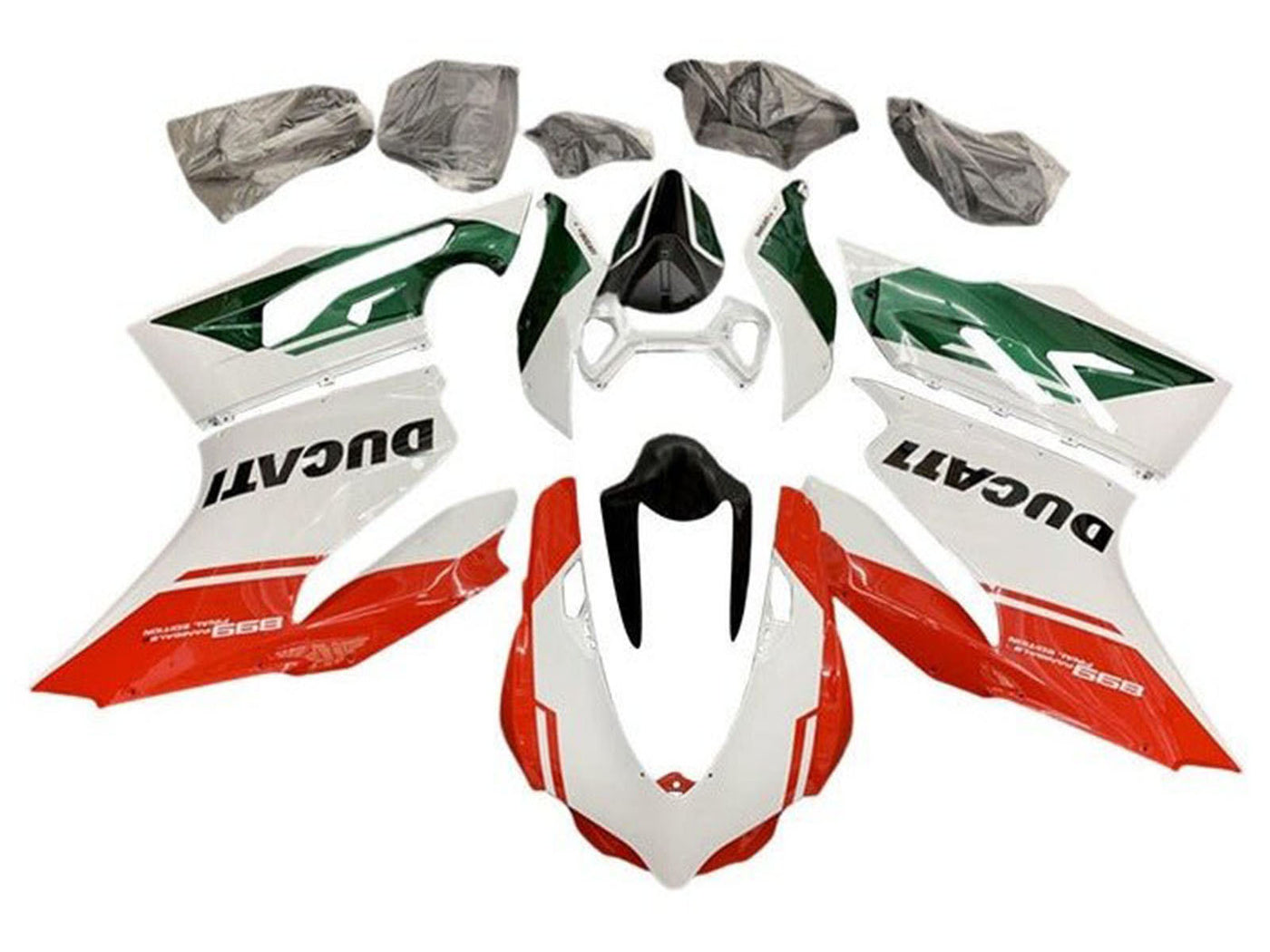 2011-2014 White Green Red Stripe Ducati Panigale 899 1199 Fairing Kit