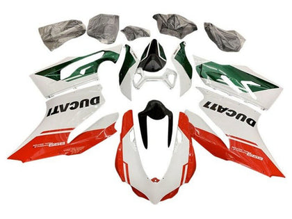 2011-2014 Ducati 899-Panigale / 1199-Panigale White Green Red Stripe Panigale Fairing Kit