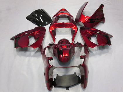 2000-2002 Kawasaki ZX-6R Candy Red Black Tribal Fairing Kit