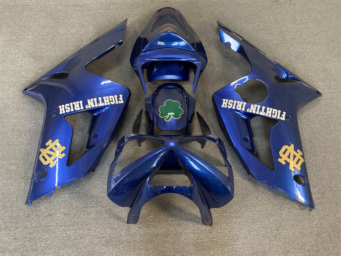 2003-2004 Blue Fighting Irish Kawasaki ZX6R 636 Fairing Kit