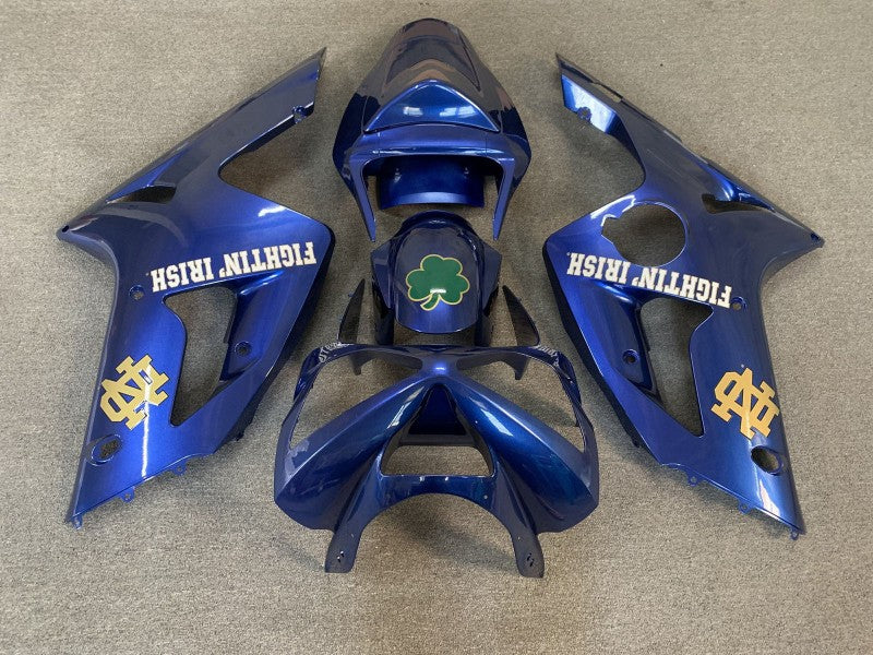 Purchase 2003-2004 Blue Green Gold White Fighting Irish Kawasaki ZX6R Motorcycle Fairings UK