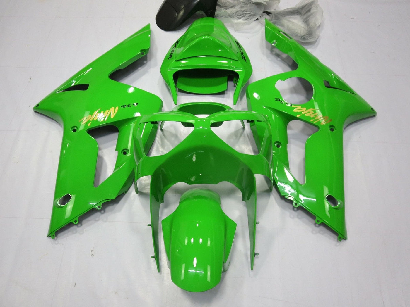 2003-2004 Green Gold Black Kawasaki ZX6R 636 Fairing Kit
