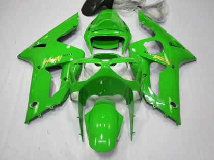 2003-2004 Kawasaki ZX-6R Green Gold Black Fairing Kit