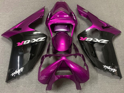 2003-2004 Kawasaki ZX-6R Pink Black White Fairing Kit