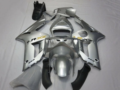 2003-2004 Kawasaki ZX-6R Silver Black Yellow Fairing Kit
