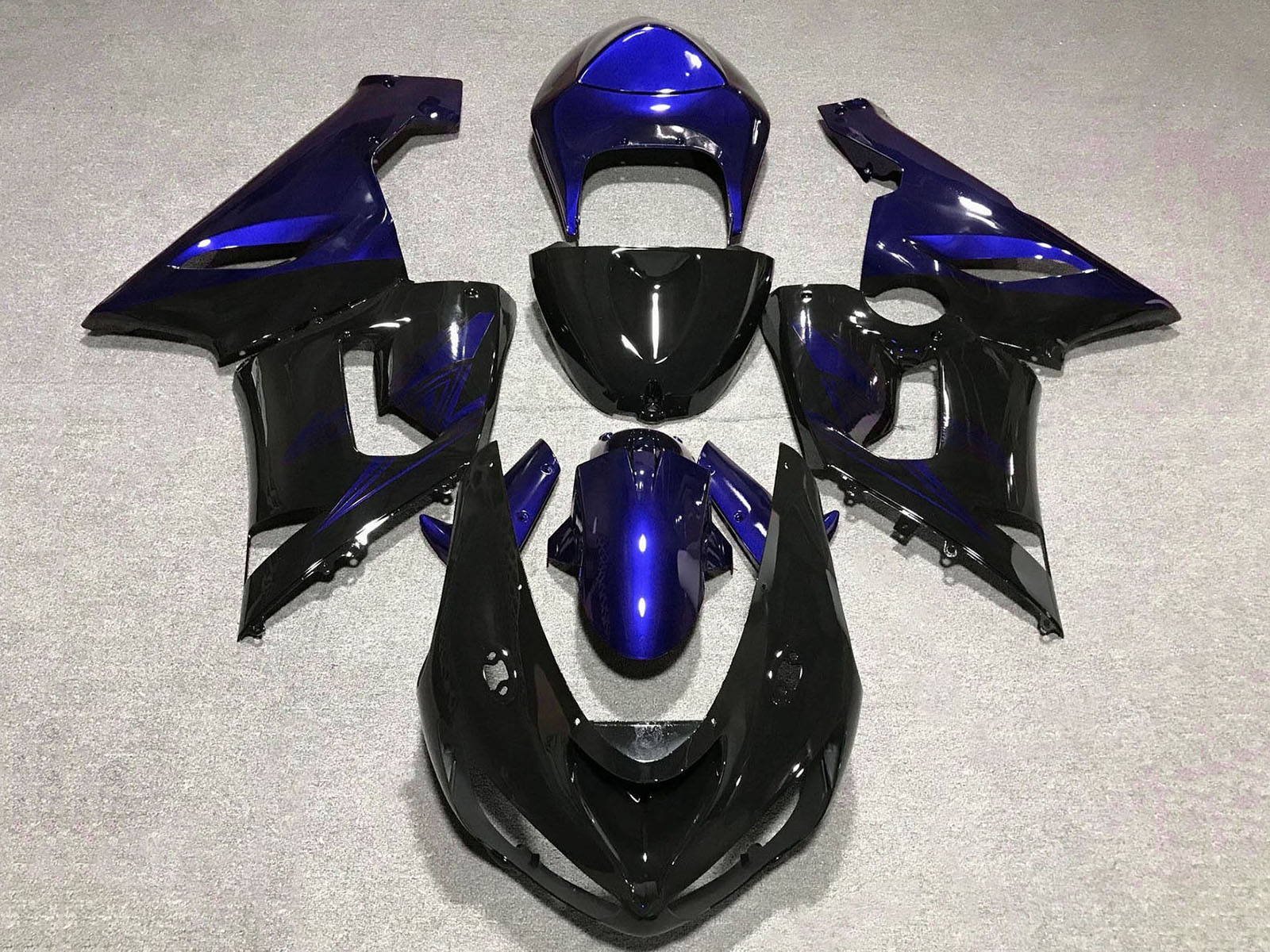 2005-2006 Black Blue Kawasaki ZX6R 636 Fairing Kit