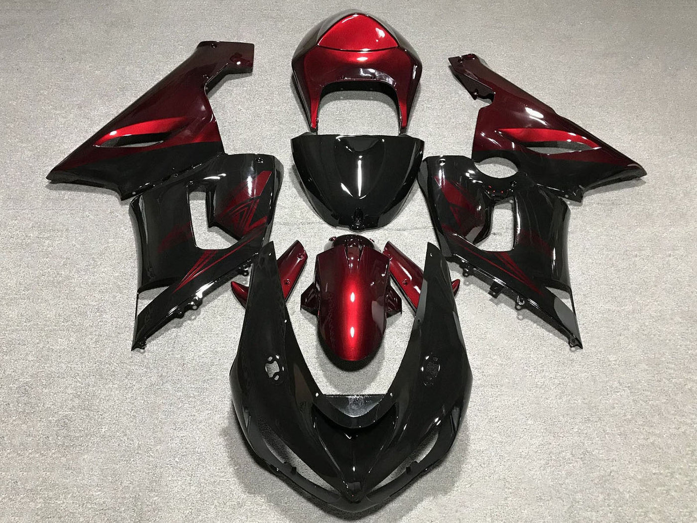 2005-2006 Black Candy Red Kawasaki ZX6R 636 Fairing Kit