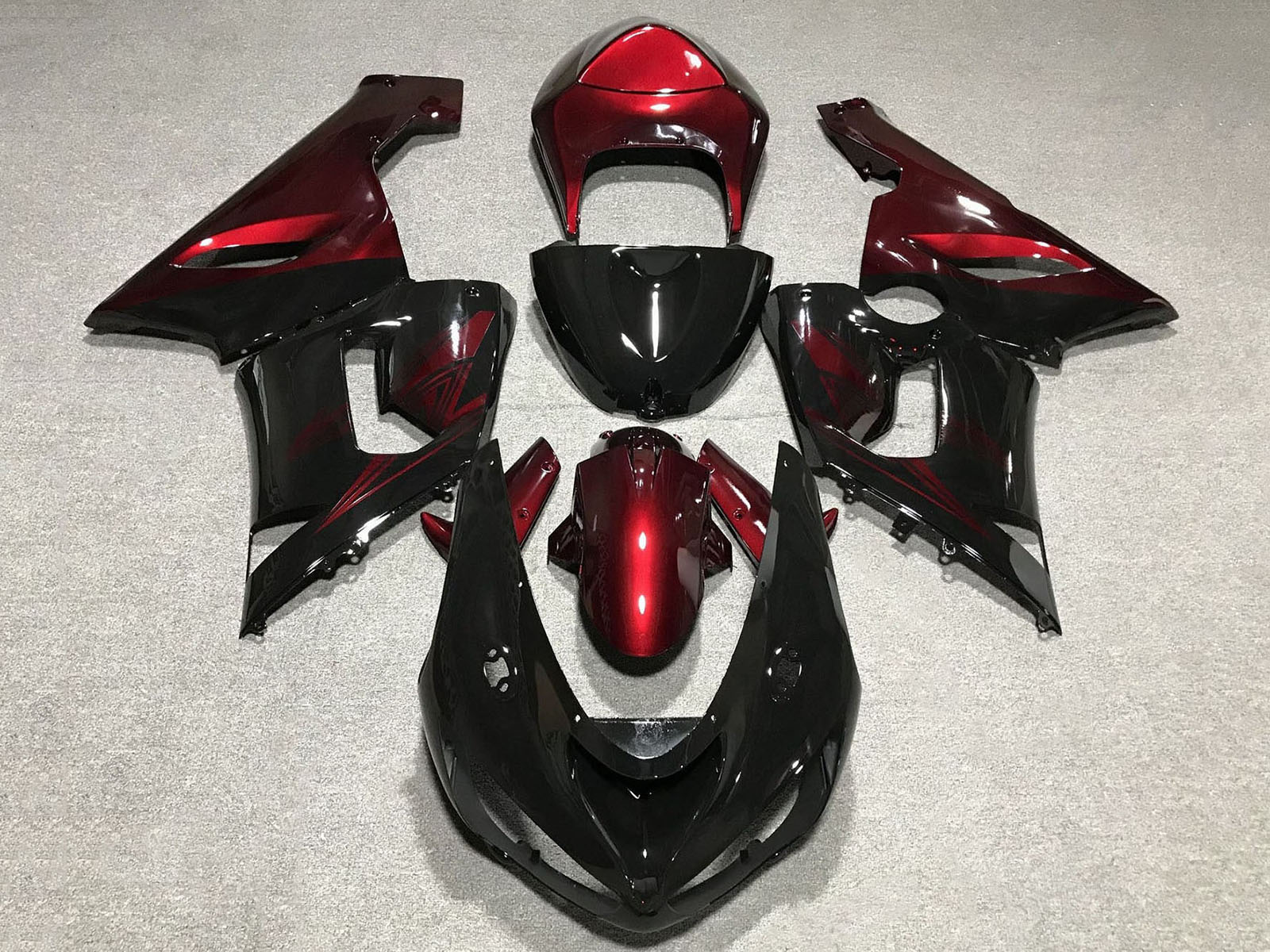 2005-2006 Black Candy Red Kawasaki ZX6R 636 Fairing Kit