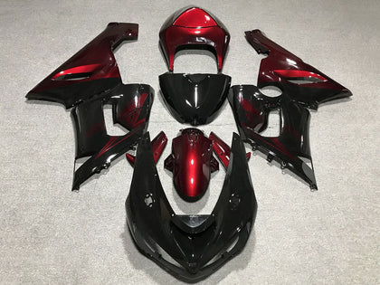 2005-2006 Kawasaki ZX-6R Black Candy Red Fairing Kit