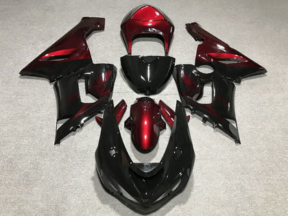 2005-2006 Kawasaki ZX-6R Black Candy Red Fairing Kit