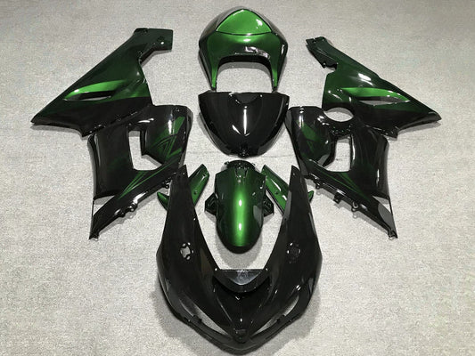 2005-2006 Black Green Kawasaki ZX6R 636 Fairing Kit