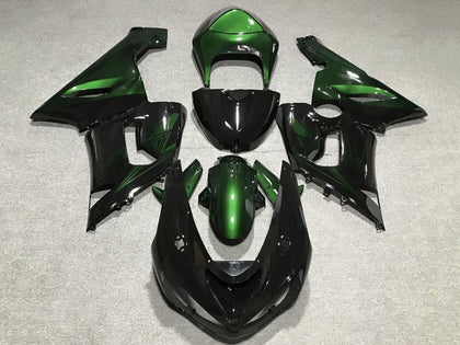 2005-2006 Kawasaki ZX-6R Black Green Fairing Kit