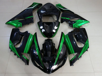 2005-2006 Kawasaki ZX-6R Black Green White Fairing Kit