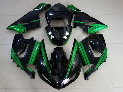 2005-2006 Kawasaki ZX-6R Black Green White Fairing Kit