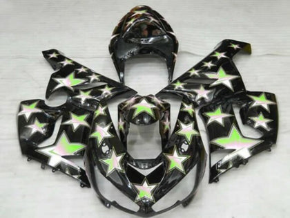 2005-2006 Kawasaki ZX-6R Black Green Star Fairing Kit