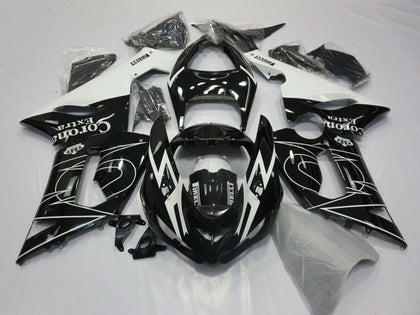 2005-2006 Kawasaki ZX-6R Black White Corona Tribal Fairing Kit