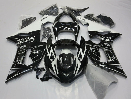 2005-2006 Black White Corona Tribal Kawasaki ZX6R 636 Fairing Kit