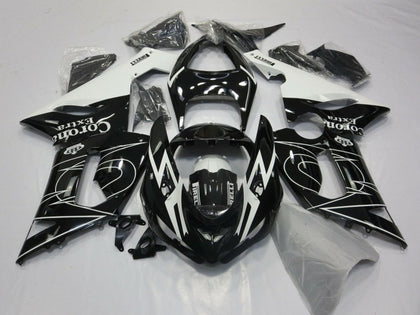2005-2006 Kawasaki ZX-6R Black White Corona Tribal Fairing Kit