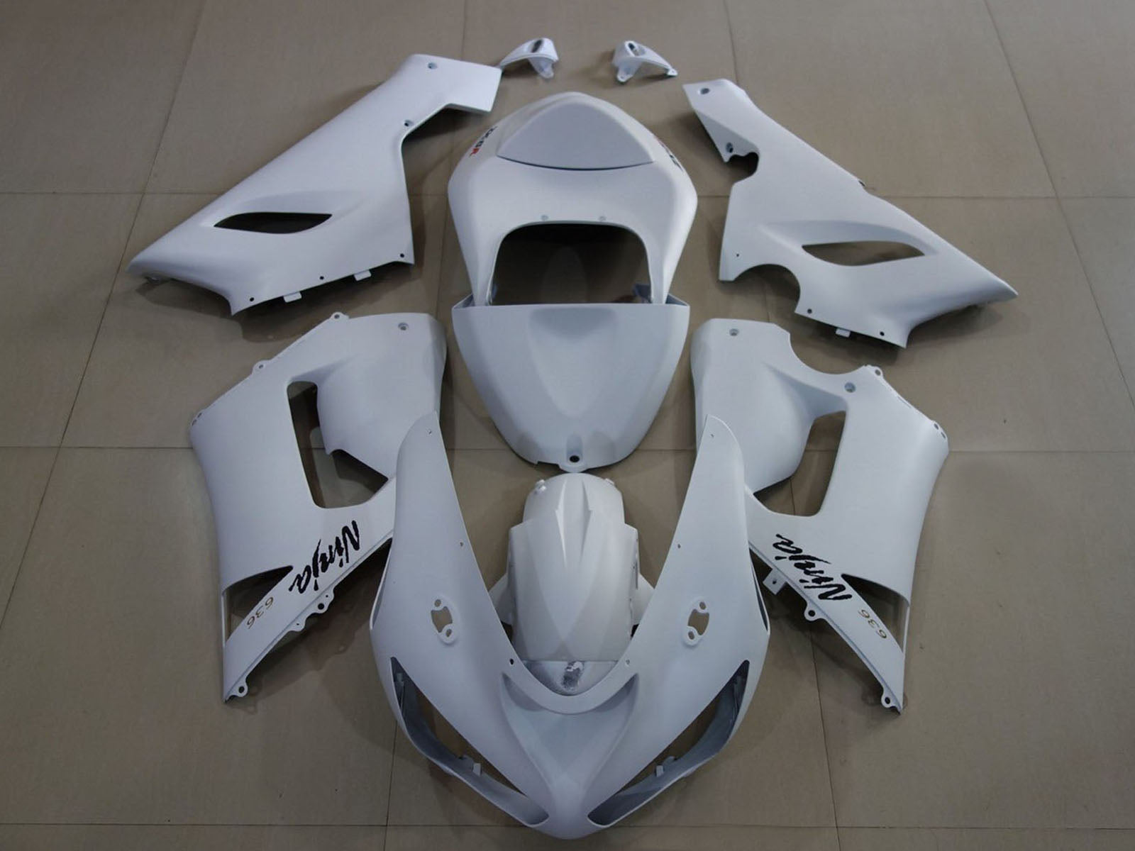 2005-2006 Matte White Kawasaki ZX6R Motorcycle Fairings， Purchase 2005-2006 Matte White Kawasaki ZX6R Motorcycle Fairings UK - UK
