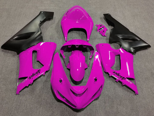 2005-2006 Pink Matte Black Kawasaki ZX6R 636 Fairing Kit
