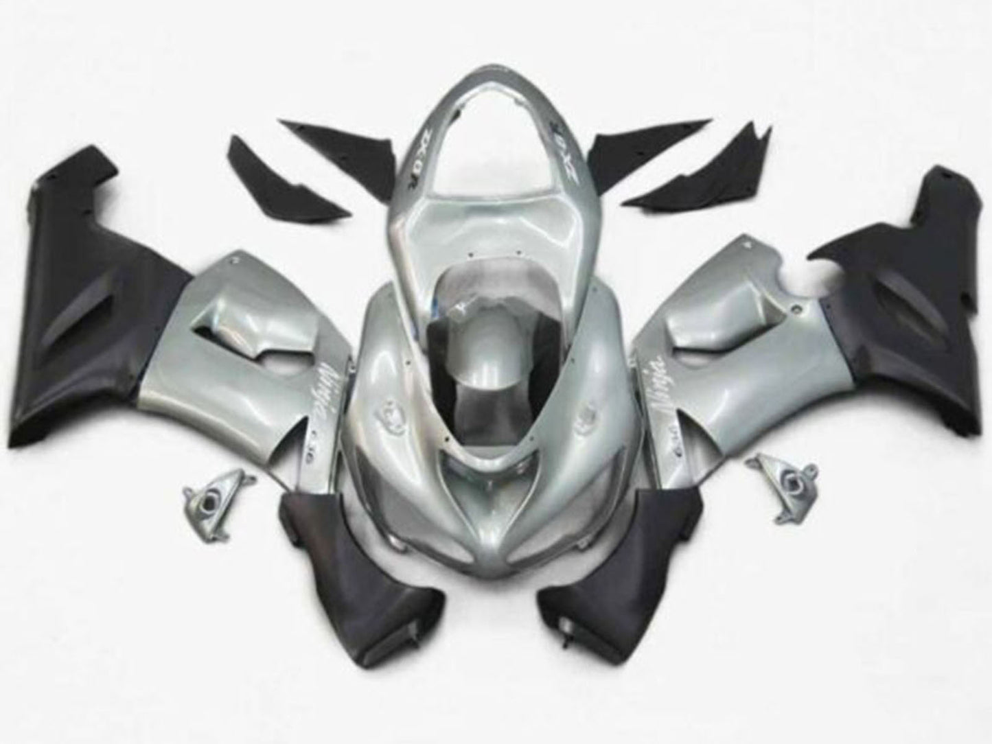 2005-2006 Silver Matte Black Kawasaki ZX6R 636 Fairing Kit