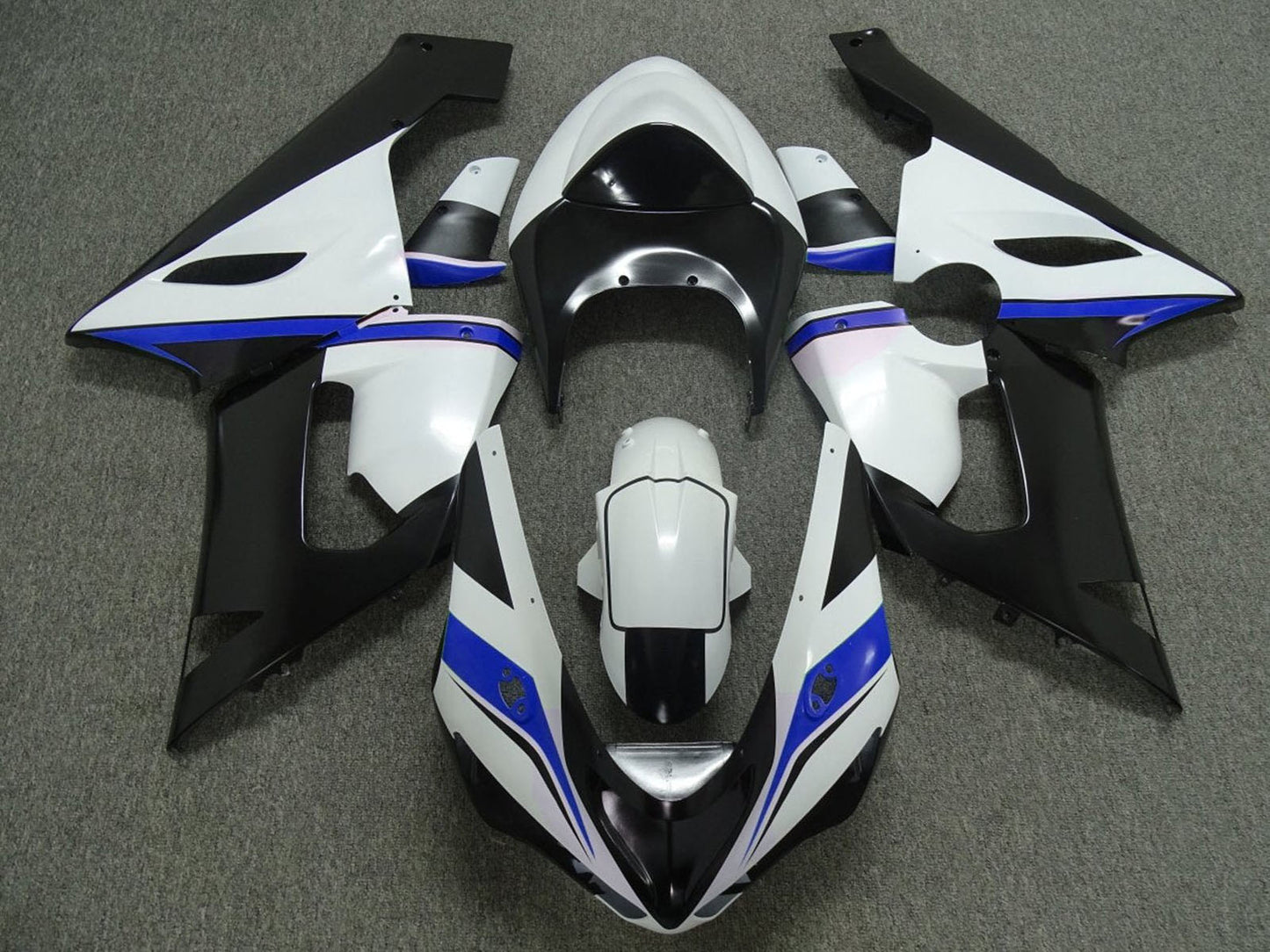 2005-2006 White Black Blue Kawasaki ZX6R 636 Fairing Kit