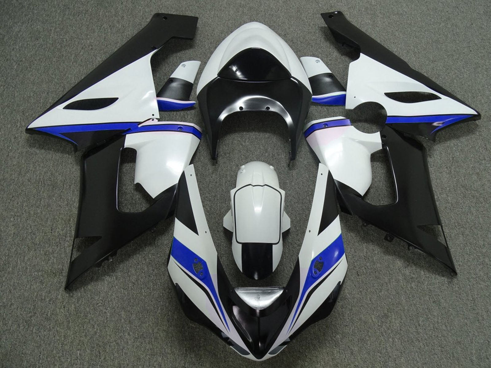 2005-2006 White Black Blue Kawasaki ZX6R 636 Fairing Kit
