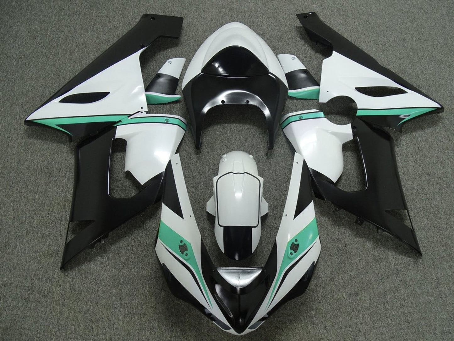 2005-2006 White Black Green Kawasaki ZX6R 636 Fairing Kit