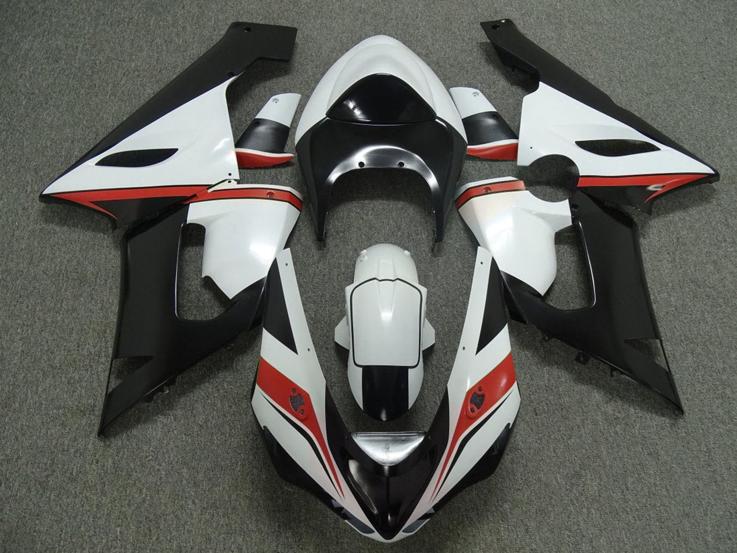 2005-2006 White Black Red Kawasaki ZX6R 636 Fairing Kit