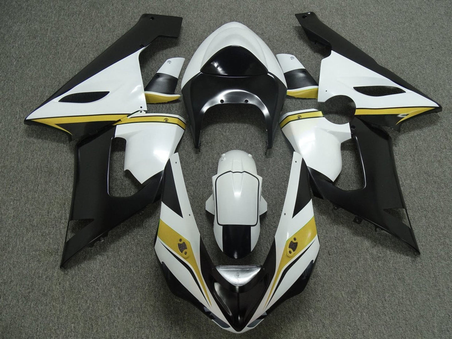 2005-2006 White Black Yellow Kawasaki ZX6R 636 Fairing Kit