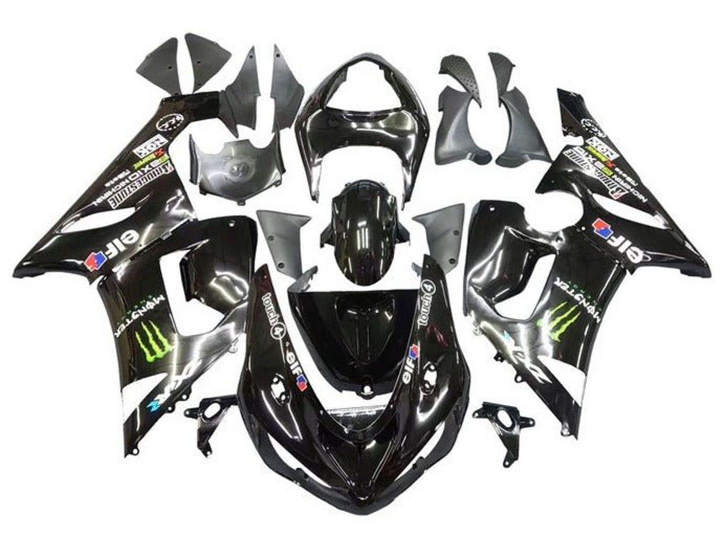 2005-2006 Black Monster Kawasaki ZX6R 636 Fairing Kit