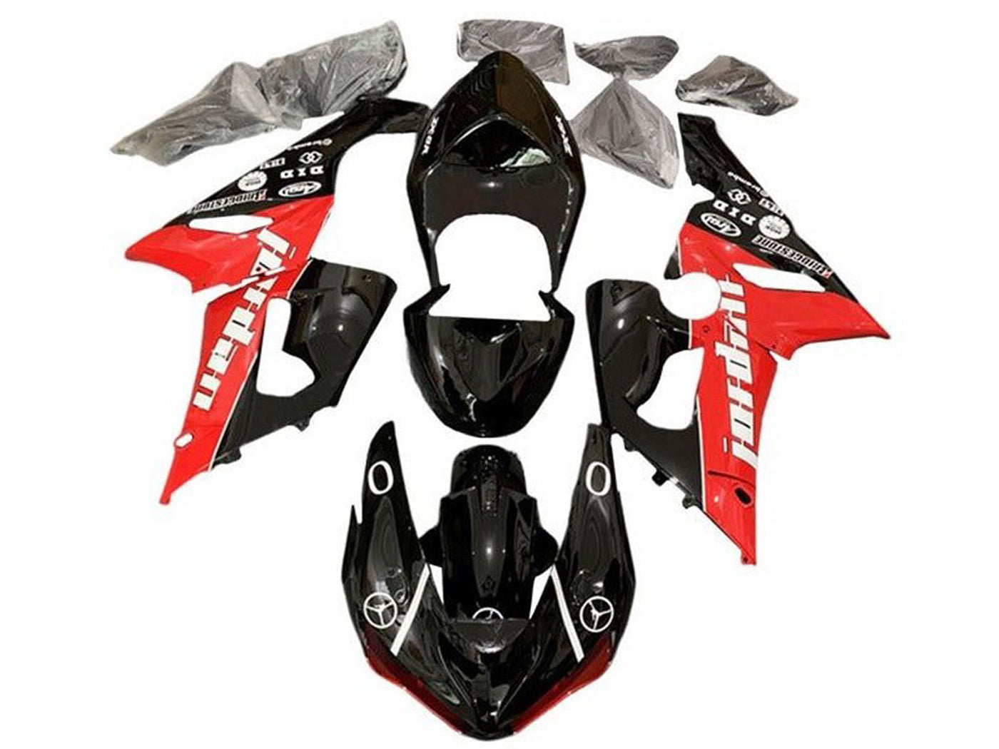 2005-2006 Black Red White Jordan Kawasaki ZX6R 636 Fairing Kit