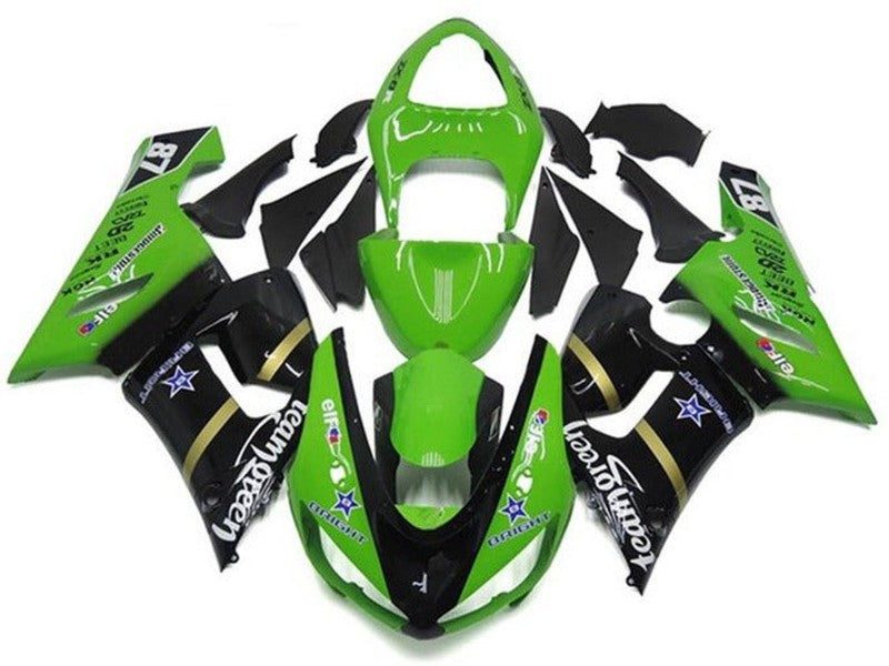 Purchase 2005-2006 Green Glossy Black Blue Star Team Green Kawasaki ZX6R Motorcycle Fairings UK