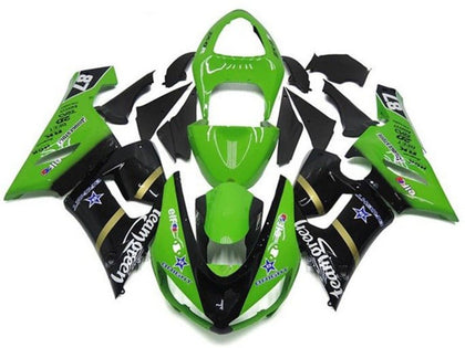 2005-2006 Kawasaki ZX-6R Green Black Teamgreen Fairing Kit