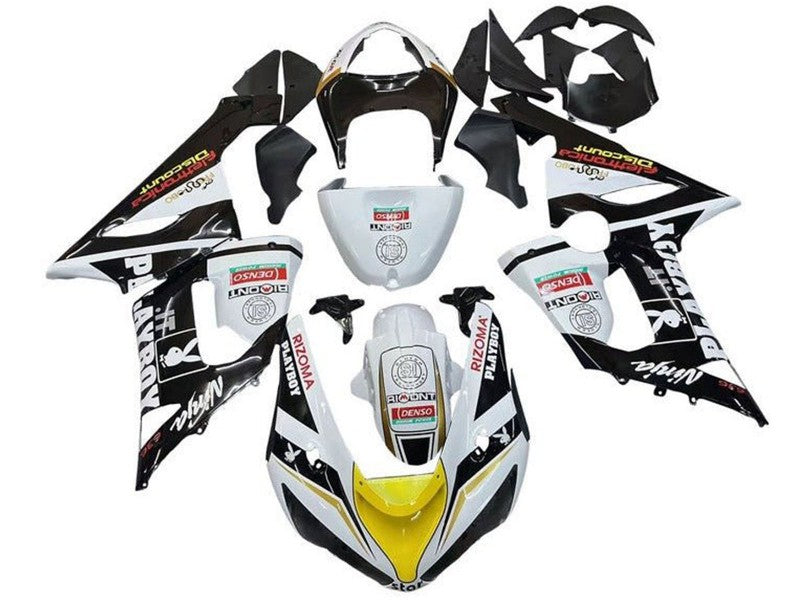 Purchase 2005-2006 White Black Yellow Red Rizoma Playboy Kawasaki ZX6R Motorcycle Fairings UK