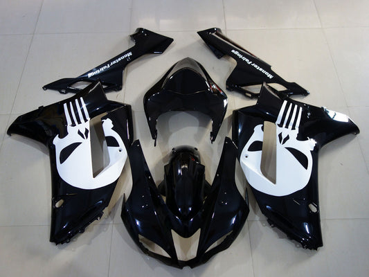 2007-2008 Black White Skull Kawasaki ZX6R 636 Fairing Kit