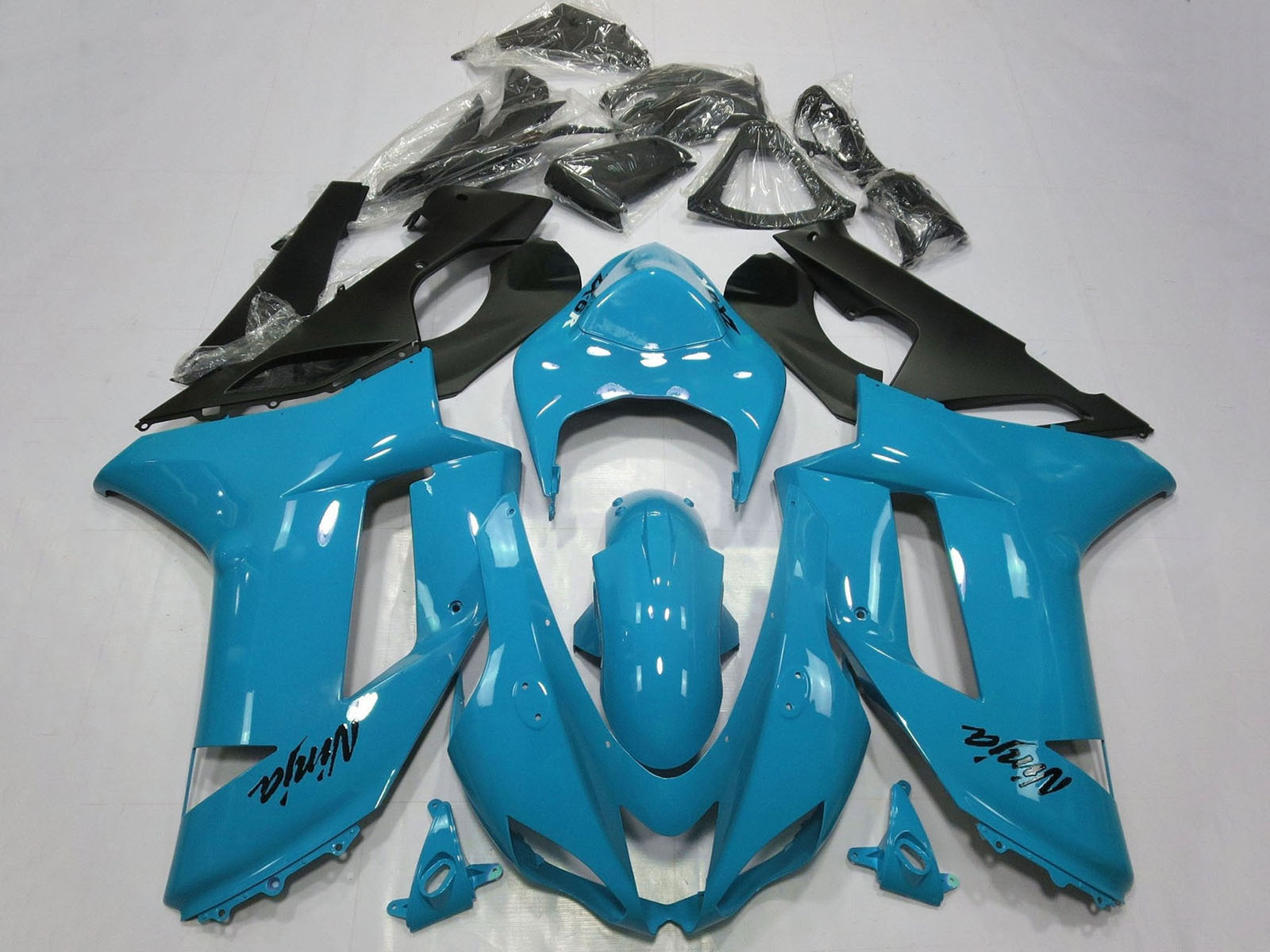 2007-2008 Blue Black Kawasaki ZX6R Motorcycle Fairings， Purchase 2007-2008 Blue Black Kawasaki ZX6R Motorcycle Fairings UK - UK