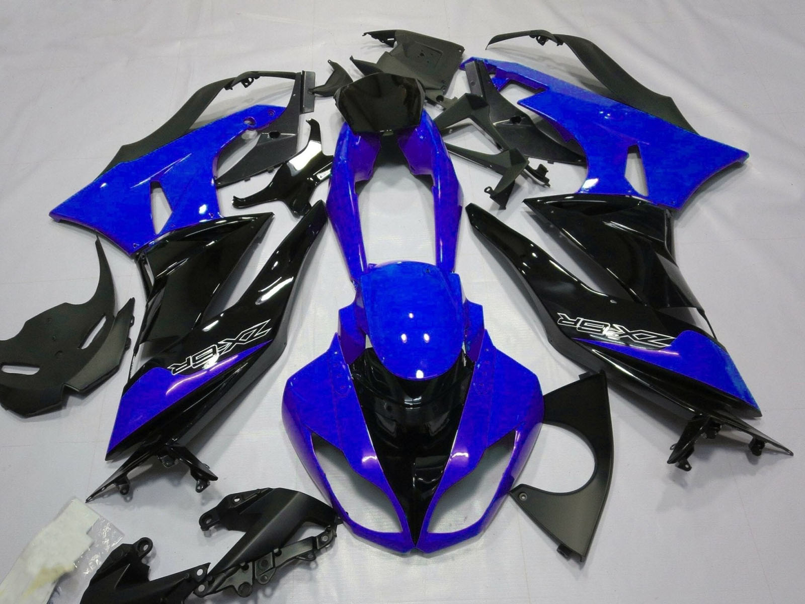 2007-2008 Blue Black White Kawasaki ZX6R 636 Fairing Kit