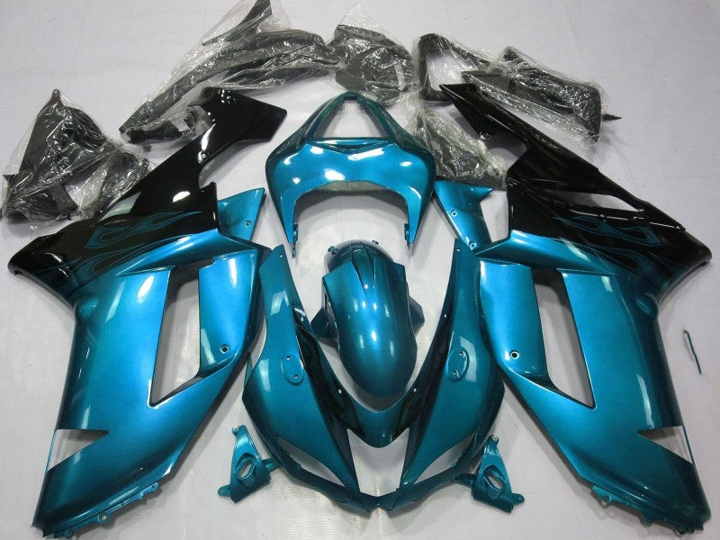 Purchase 2007-2008 Light Blue Black Kawasaki ZX6R Motorcycle Fairings UK