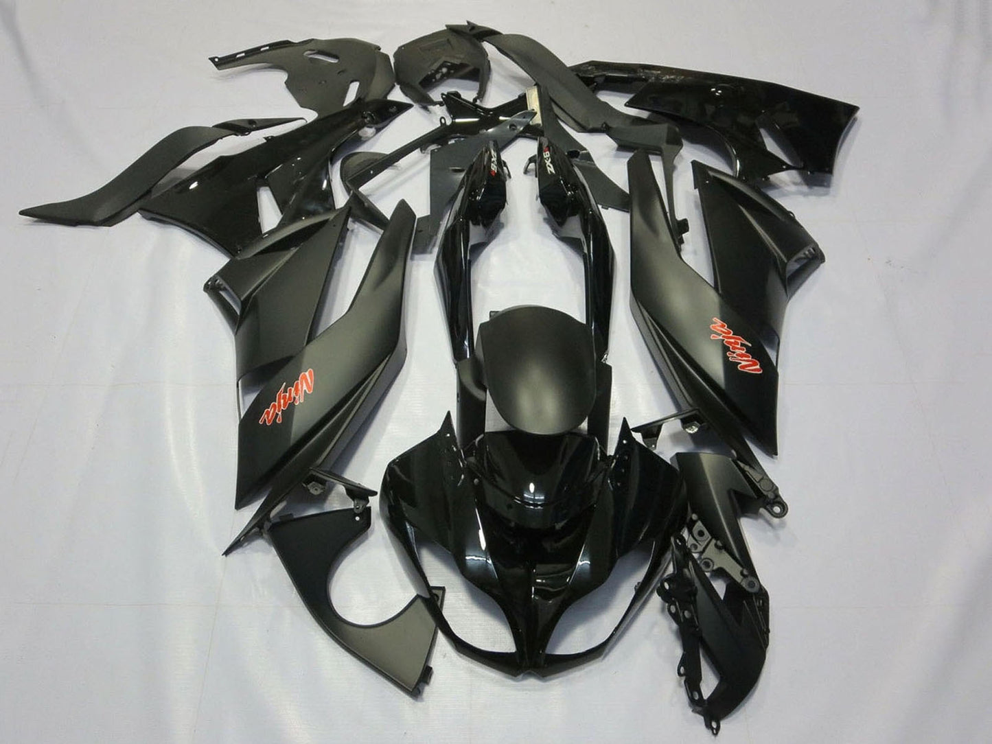 2007-2008 Matte Black Black Red Kawasaki ZX6R 636 Fairing Kit