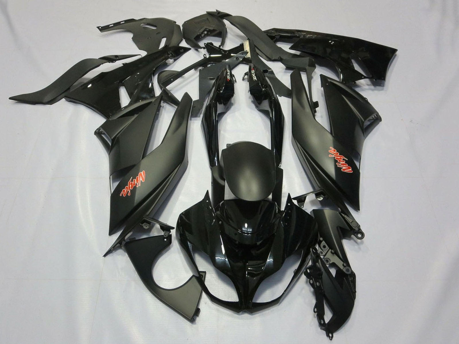 2007-2008 Matte Black Black Red Kawasaki ZX6R 636 Fairing Kit