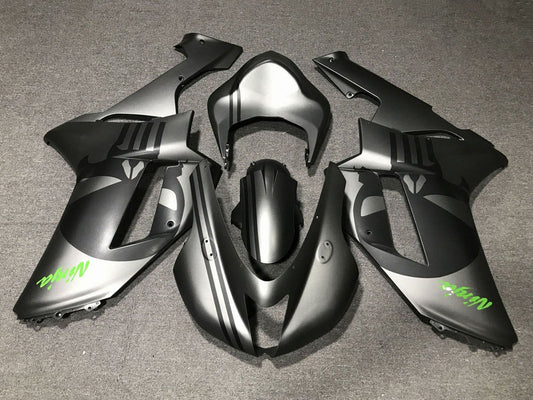 2007-2008 Matte Silver Matte Black Skull Kawasaki ZX6R 636 Fairing Kit
