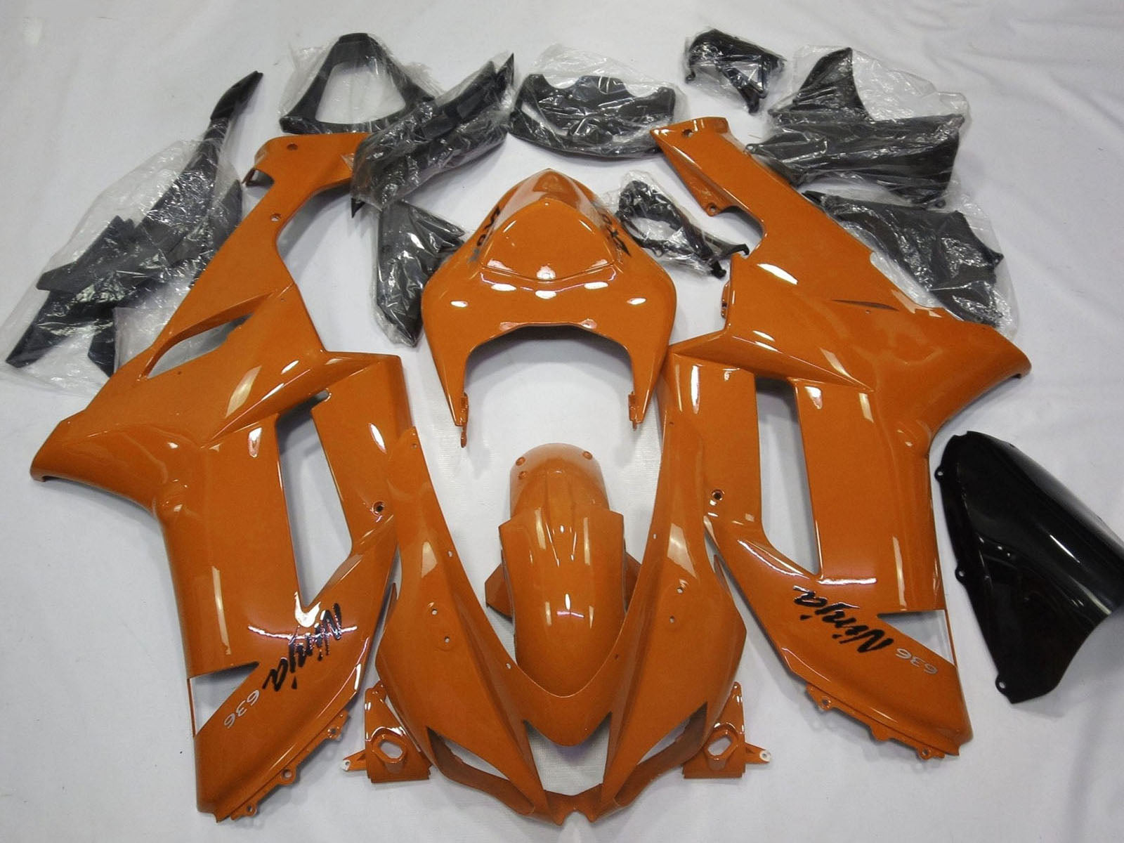 2007-2008 Orange Black Kawasaki ZX6R Motorcycle Fairing， Purchase 2007-2008 Orange Black Kawasaki ZX6R Motorcycle Fairing UK - UK