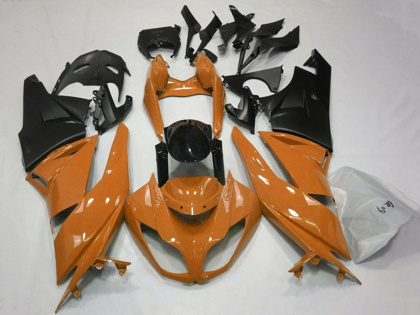 2007-2008 Orange Black Matte Black Kawasaki ZX6R 636 Fairing Kit