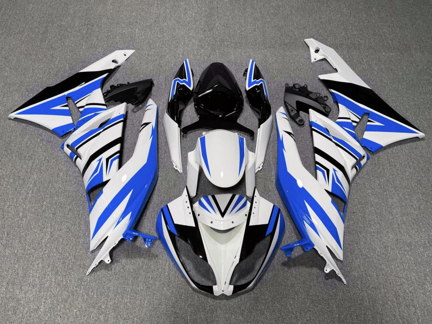 2007-2008 White Blue Black Kawasaki ZX6R 636 Fairing Kit