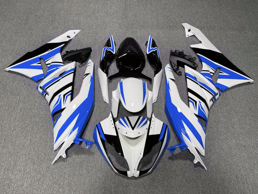 2007-2008 White Blue Black Kawasaki ZX6R 636 Fairing Kit
